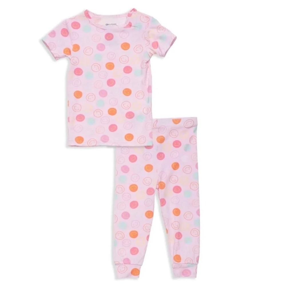 Magnetic Me Kids Pink Smiley Face Modal Pajama Set 2pc Size 8Y soft cozy girls